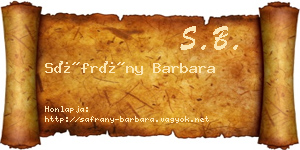 Sáfrány Barbara névjegykártya