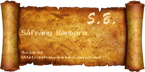 Sáfrány Barbara névjegykártya